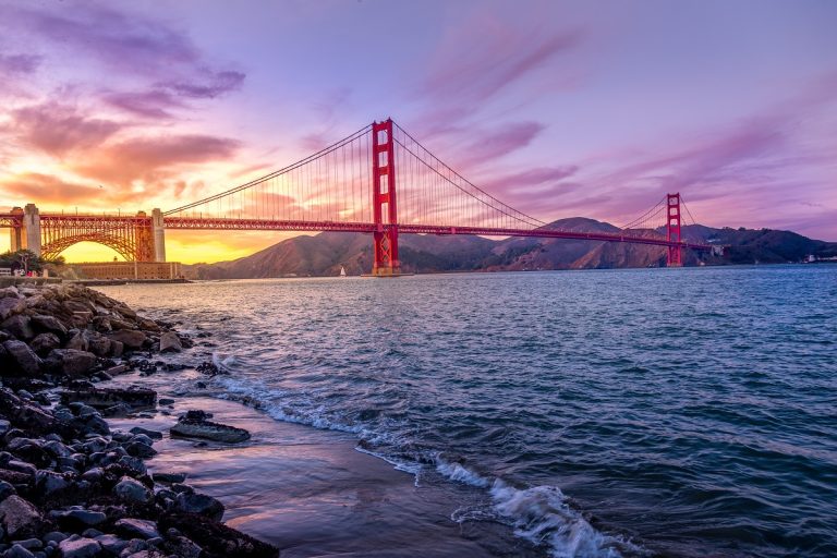 Golden Gate Bridge at Purple sunset