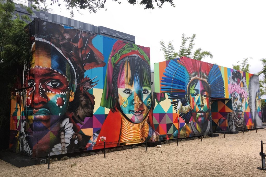 Indigenous portraits mural by Kobra at Wynwood Walls, Miami